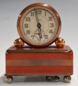 Renova musical alarm clock, the base containing a small music box, height 8.5cm