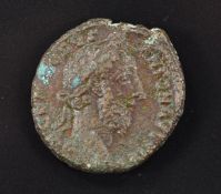 Roman Imperial bronze 176-192AD AS or Dupondius of Commodus, laureate head, elephant standing