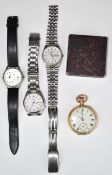 Four various watches comprising Fattorini & Sons of Bradford gold plated keyless winding open