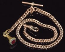 A 9ct gold Albert / watch chain with seal fob, 25.8g without seal