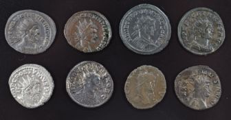 Eight Roman Imperial Antoninianus coins comprising Gallienus, Carinus, Postumus Diocletian Florian