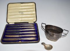 Edward VII hallmarked silver sugar bowl, Birmimgham 1909, maker William Aitken, width 13.5cm