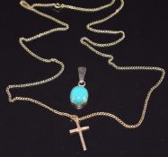 Two 9ct gold pendants on 9ct gold chain, 5.7g