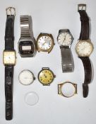 Eight various gentleman's wristwatches including Smiths Empire, silver military trench style