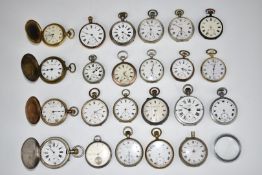 Twenty-three mainly keyless winding open faced and full hunter pocket watches including Thomas