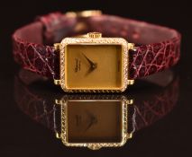 Chopard 18ct gold ladies wristwatch ref. 5131 with gold dauphine hands and dial, diamond set bezel