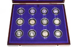 Royal Mint 1953-2003 Coronation Anniversary Silver Proof Coin Set comprising twelve 50p coins, in