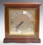 Elliot, London mahogany cased mantel clock silvered Roman chapter ring, trefoil pierced hands,