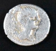 Roman Republic silver Denarius C Postumius 74BC, Diana / hound running right, VF