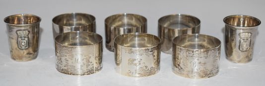 Set of six Victorian hallmarked silver napkin rings, London 1896, maker William Comyns & Sons,