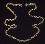 A 9ct gold necklace made up of oval links, 18g, 50cm