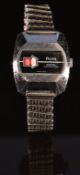 Ross digital jump hour gentleman's wristwatch with black dial, red and white subsidiary dials and