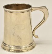 Mappin & Webb George V hallmarked silver christening tankard of plain tapering form, London 1925,