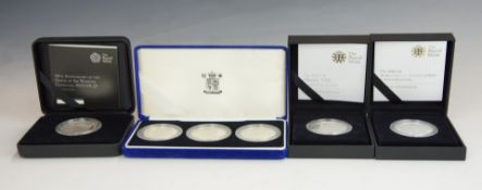Six Royal Mint silver proof crown sized commemorative crowns including Queen Mother, Churchill and