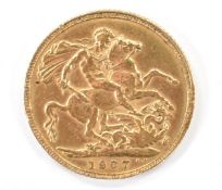 Edward VII 1907 gold full sovereign