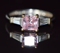 A 14ct white gold ring set with paste, 2.3g, size O