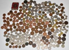 An amateur collection of coins, George III onwards, with some silver content, includes overseas, a