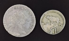 Friedrich II 1765 ½ Thaler, Prussia (German States) 'A' mint mark, F with old graffiti, together