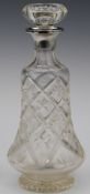 George V hallmarked silver-mounted cut glass decanter, Sheffield 1934, maker James Deakin & Sons,