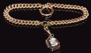 Victorian 9ct gold curb link bracelet with Victorian vinaigrette set with a hematite cameo verso,