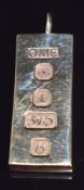 A 9ct gold ingot pendant, 29.4g, 3.7cm