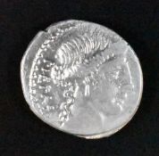 Roman Republic silver Denarius Albinus Brutus 44BC (one of Julius Caesar's assassins) pietus/clasped