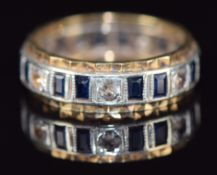 A 9ct gold eternity ring set with sapphires and paste, 4.4g, size M