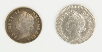 James II 1687 Maundy fourpence and threepence