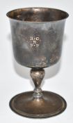 Elizabeth II feature hallmarked silver goblet, London 1963, maker Tessiers Ltd, height 10.5cm,