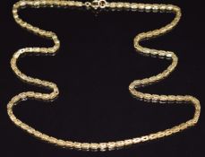 A 9ct gold necklace made up of pierced links, 9.4g, 53cm