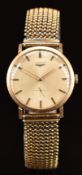 Longines 9ct gold gentleman's wristwatch ref. 2343 with gold hands and baton hour markers, silver