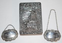 Edward VII hallmarked silver mounted desk blotter with embossed Nile scene, Birmingham 1903, maker