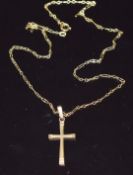 A 9ct gold cross pendant on 9ct gold chain, 3.3g
