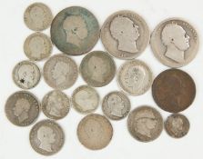 Approximately 100g of UK silver coinage to include William IV, George III and George IV examples