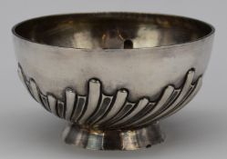 Victorian hallmarked silver bowl with wrythen decoration, London 1884, maker William Hutton &
