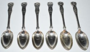 Victorian harlequin set of six hallmarked silver King's pattern dessert spoons, London 1897/8/9,