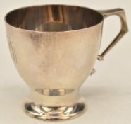 Art Deco hallmarked silver mug or cup, Chester 1930, maker Adie Brothers Ltd, also marked John