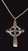 Clogau 9ct gold cross pendant on 9ct gold chain, in original box, 5g