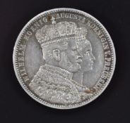 Coronation of Wilhelm and Augusta 1861 one Thaler, King and Queen facing right obverse, rev eagle in