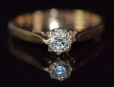 A 9ct gold ring set with a diamond of approximately 0.15ct, 2.1g, size L