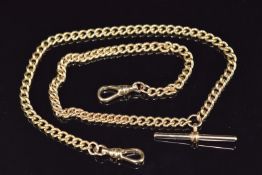 A 9ct gold double Albert, 26g, 44cm long