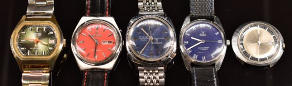 Five various gentleman's mechanical wristwatches comprising Ricoh automatic, Stanley De Luxe, Drimex