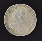 William III 1697 silver 6d plain angles reverse