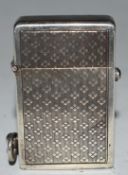 Continental silver lighter with a sapphire cabochon button, marked sterling silver 935, height 5cm