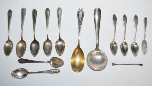 German silver cutlery to include M Stumpf & Sohn egg or serving spoon, butter knife, set of six