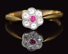 An 18ct gold ring set with paste, 1.8g, size L