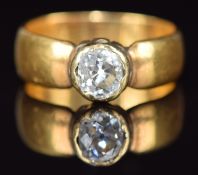 An 18ct gold ring set with an old cut diamond of approximately 0.7ct, 6.2g, size J