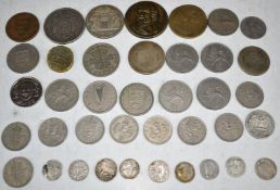 Napoleon III 1868 5 franc coin together with sundry UK and overseas coinage, some silver content