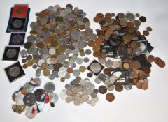 A large amateur collection of coins including overseas, UK, modern crowns etc, together with some