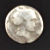 Silver Roman Diabol, possibly of Tarentum, Calabria, 4thC BC, 12 x 13mm approximately, 1.2g. Obverse